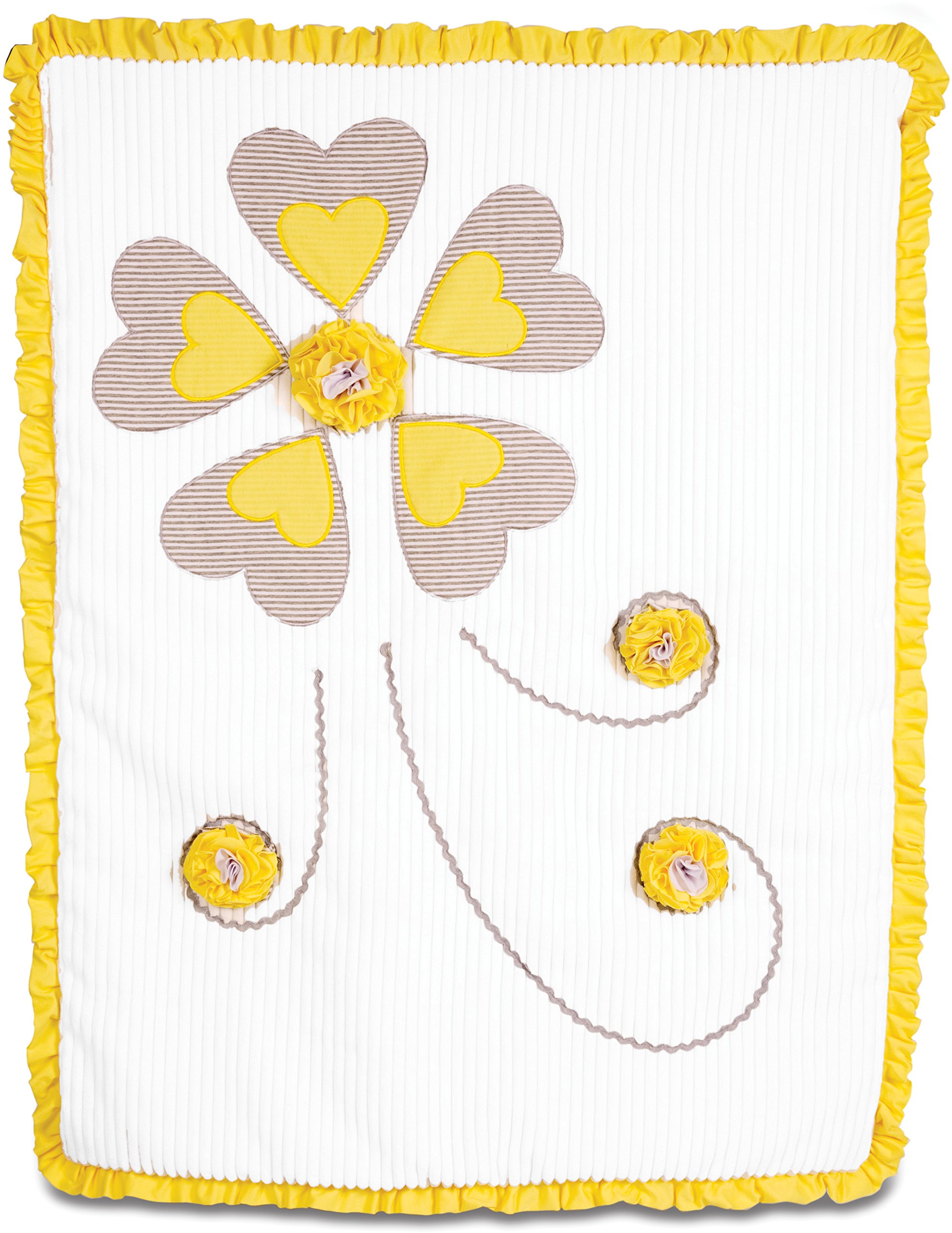 Couverture bébé jaune soleil en chenille pour balade en poussette