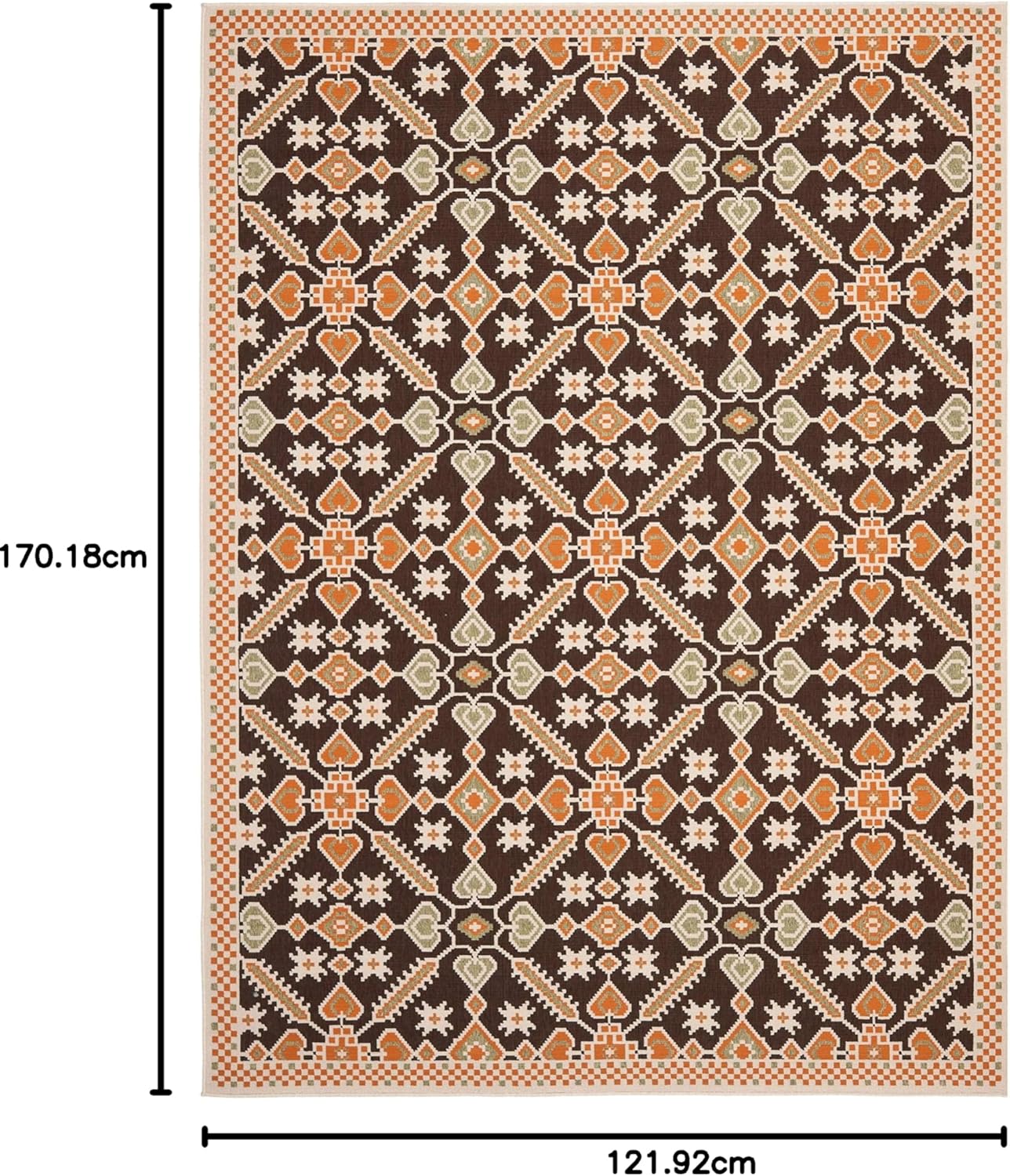 SAFAVIEH Veranda Collection Area Rug - 5'3" x 7'7", Chocolate & Terracotta, Boho Design, Non-Shedding & Easy Care, Indoor/Outdoor & Washable-Ideal for Patio, Backyard, Mudroom (VER098-0725)