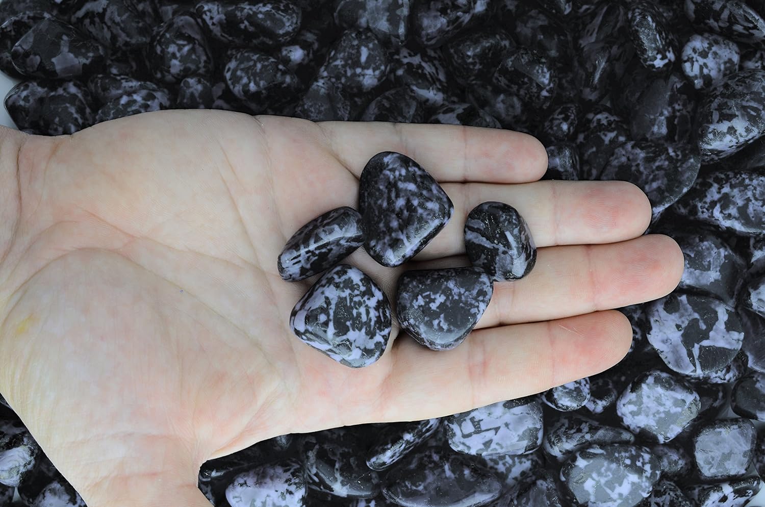 Fantasia Materials: 3 lbs Tumbled Indigo Gabbro Stones from Madagascar - Small - 0.75" to 1.25" Avg.
