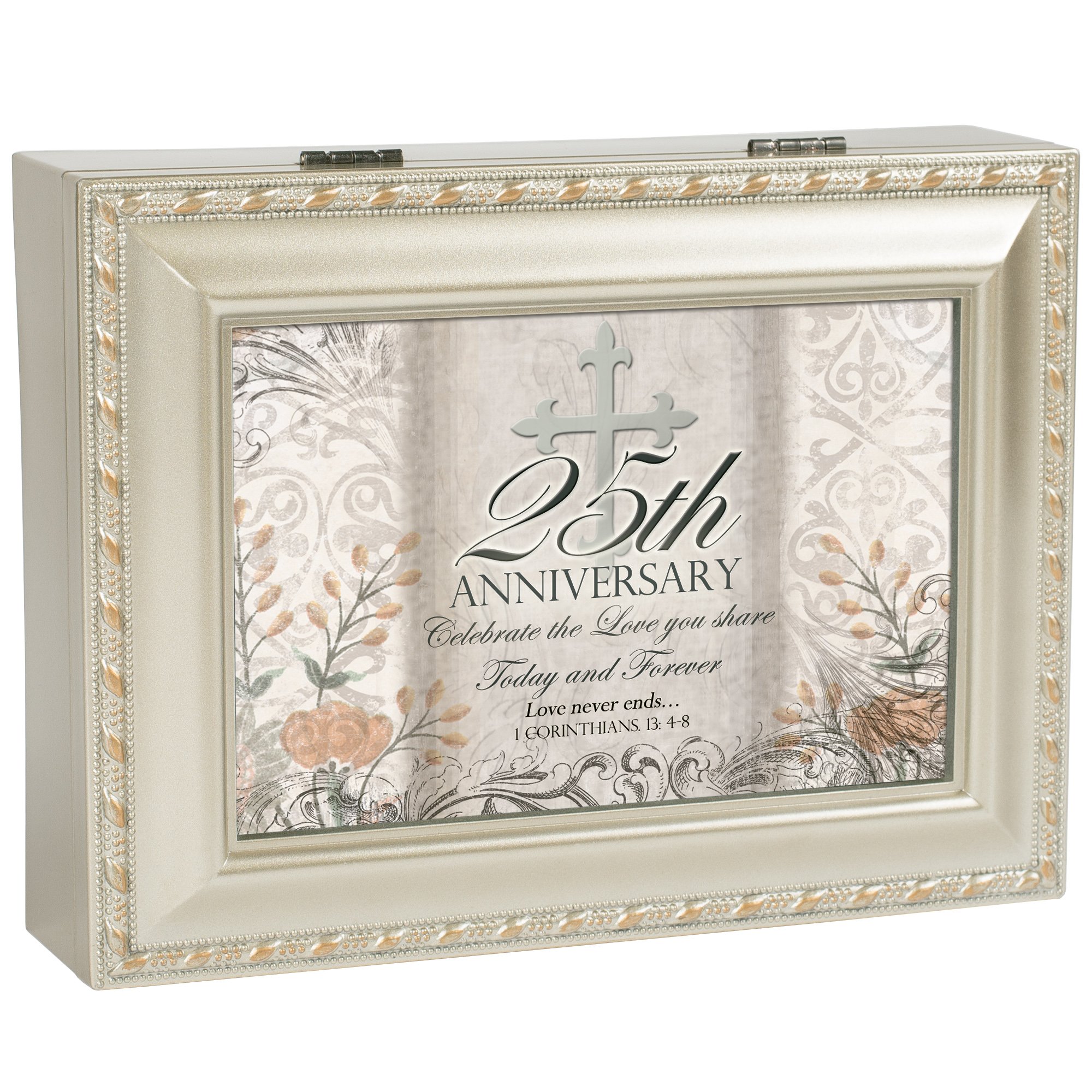 Cottage Garden 25. Jahrestag Champagner Silber Musik Box/Jewelry Box Amazing Grace