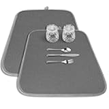 Kitsure Dish Drying Mat - 2-Pack Washable Microfiber Drying Mat for Kitchen Counter, 3-Layer Ultra Absorbent Pad with a Hanging Hook, 20