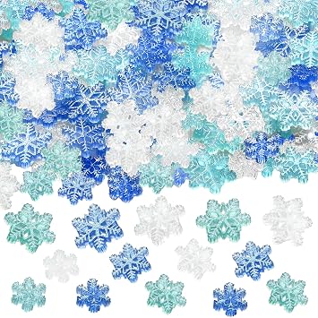 DTOFOOT 90Pcs Christmas Resin Snowflakes, Mini Snowflake for Crafts | Christmas DIY Project Supplies, Versatile Winter Holiday Ornament, 3 Sizes and 3 Colors