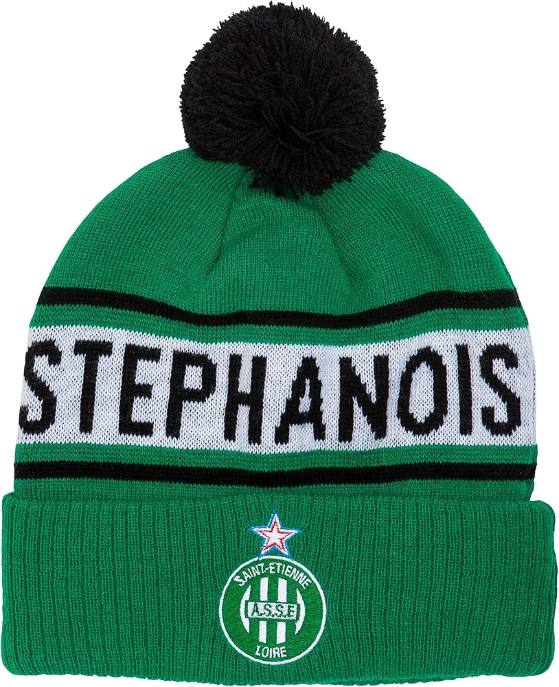 Chapka Bonnet ASSE - Collection Officielle AS Saint-Étienne - Taille Adulte, 50% Acrylique 50% Polyester