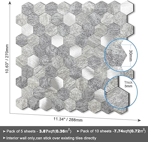 Miniatura 7 de BeNice Azulejos de loseta en muro para cocina, calcomanías de azulejos para despegar y pegar en azulejos de baño para paneles de azulejos de pared,