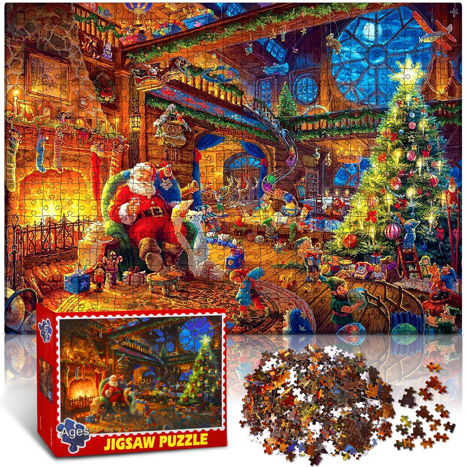 ALKOY Elfi Di Natale Puzzle Simpatico Gnomo 1000 Pezzi Puzzle Educativo Intellettuale Decompressione Gioco Divertente per Bambini Decorazione Della Parete Di Casa per Adulti