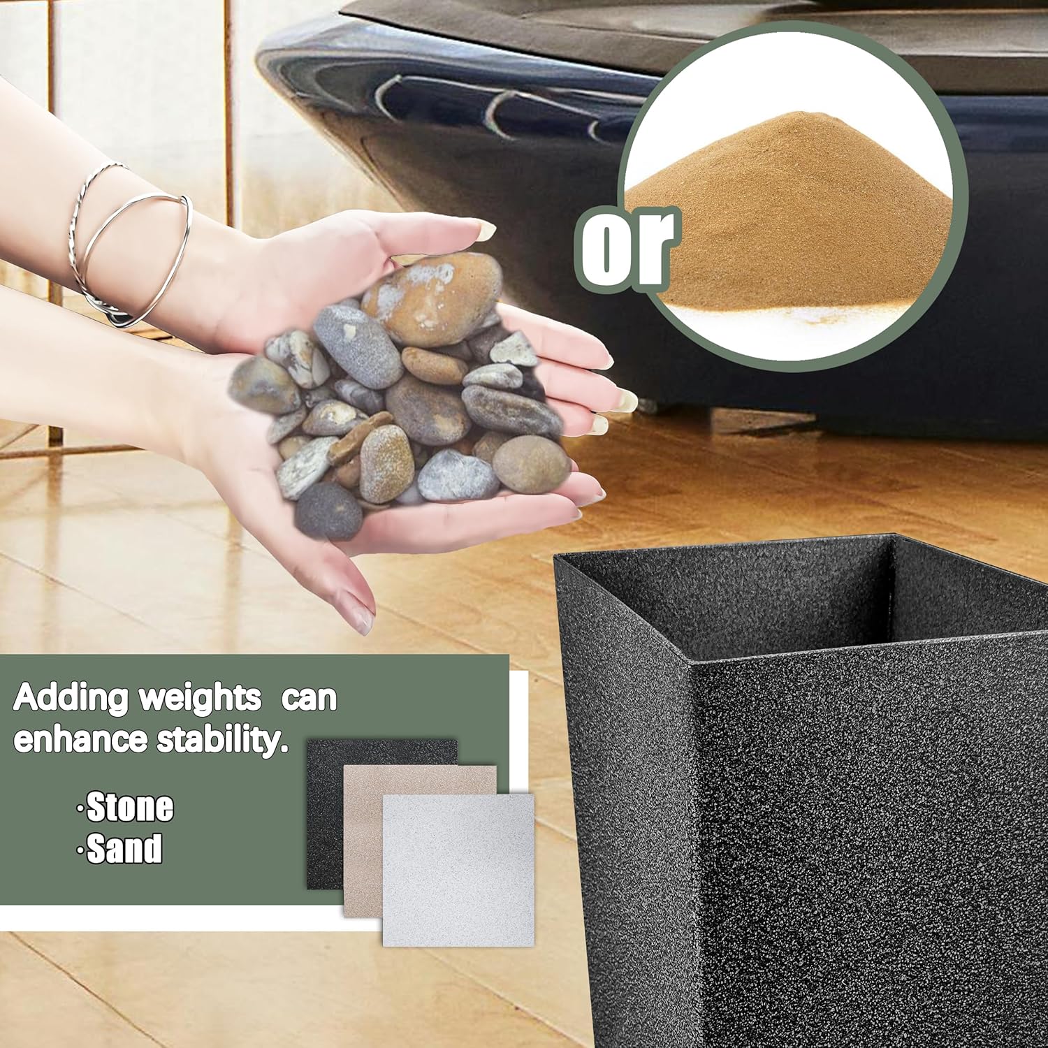 Artificial Fiddle Leaf Fig Tree 6ft, 6 Feet Large Tall Fake Plants Indoor with Modern Style Planter, Artificial Silk Tree for Home Office Living Room Decor Indoor, More Lifelike & Lush (Black) - Image 7