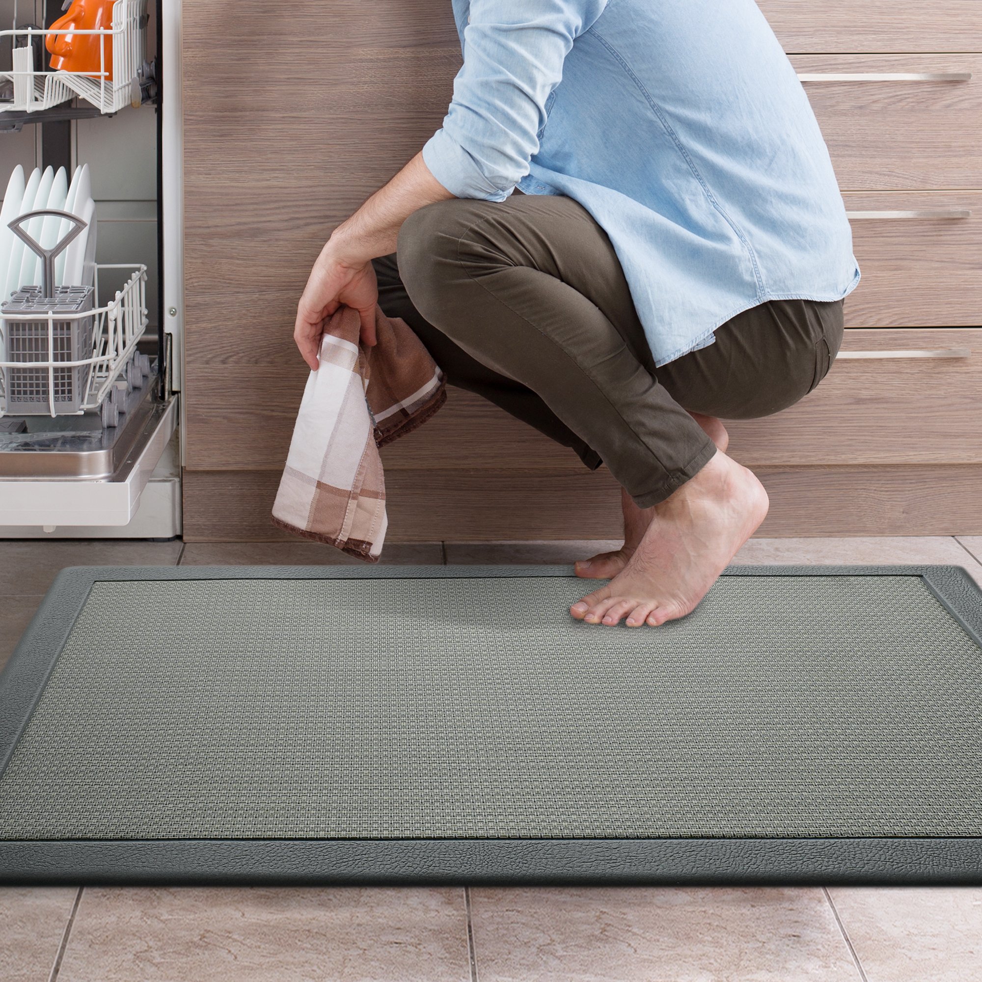 iCustomRug - Alfombra ergonómica antifatiga, para un cómodo Soporte en Cocina, baño, estación de Trabajo, Espuma de Memoria de 99 x 50 x 1,9 cm (Largo x Ancho x Alto)