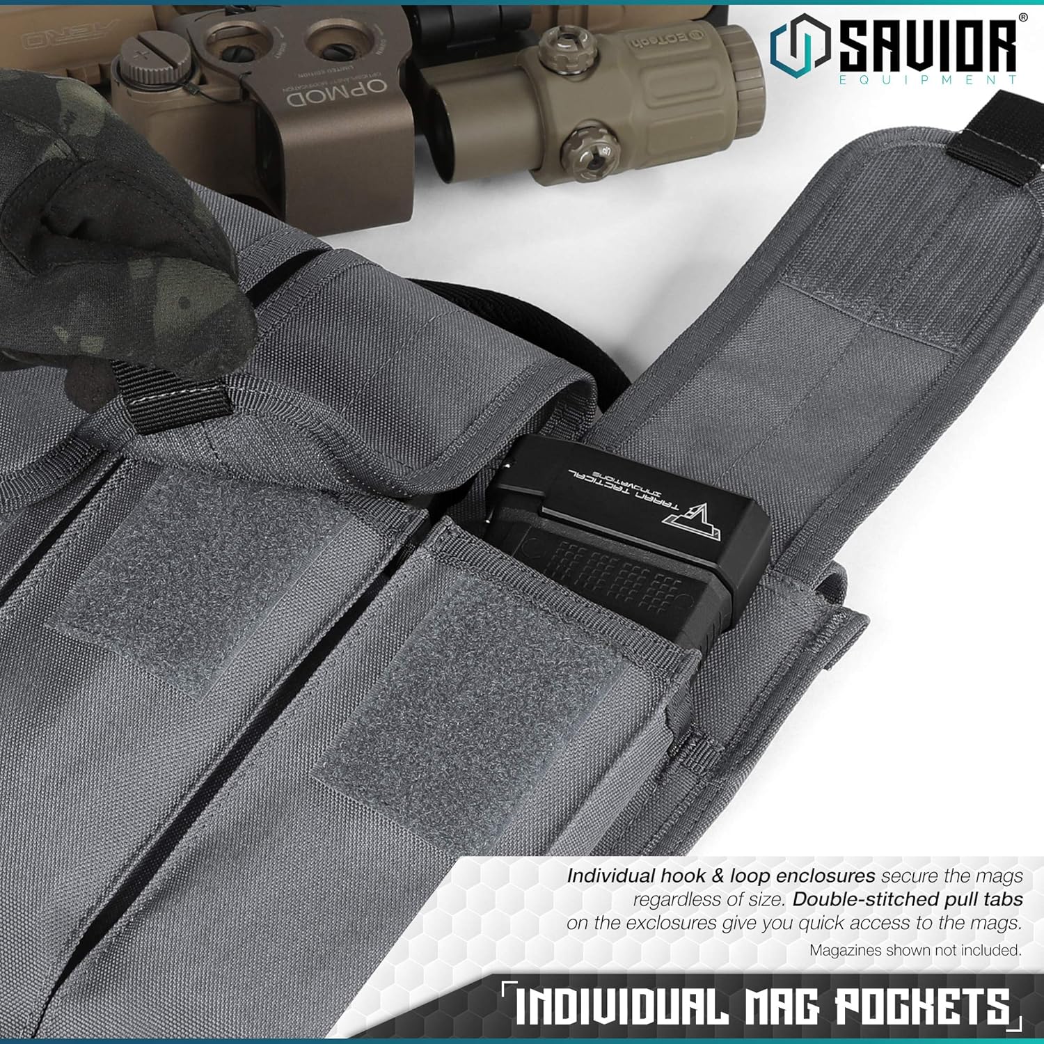 Savior Equipment Tactical Rifle & Pistol Magazine Pouch Carrier for M4 Carbine AR15 AK47 - Up to 6 Extended Mag, Adjustable Padded Shoulder Strap Included