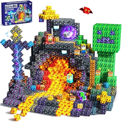 Pourbibi Bloques Magneticos Construccion Niños,150 Piezas Magneticas Niños,Juguetes Niños 3 Años,Piezas Construcciones Magneticas,Juguete Creativo Montessori para 3 4 5 6 7 8 9 10 Años