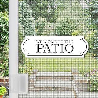 Magnetic Acrylic Signs & Decorations for Screen Doors & Windows | Anti-Collision Screen Magnets | 11.5” x 3.75” - Patio (Set of 2)