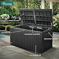 Vista 4 de YITAHOME Caja de almacenamiento para exteriores XL de 180 galones, grande, con divisor para muebles de patio, cojines de exterior, herramientas