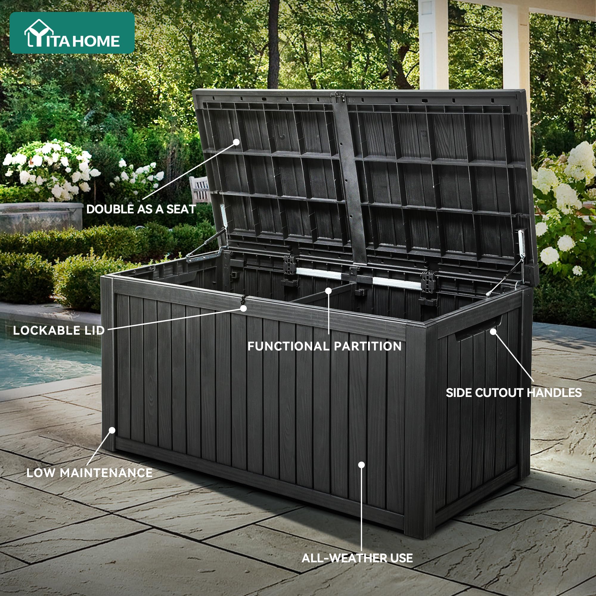 Amazon.com: YITAHOME 220 Gallon XL Deck Box Large Outdoor Storage