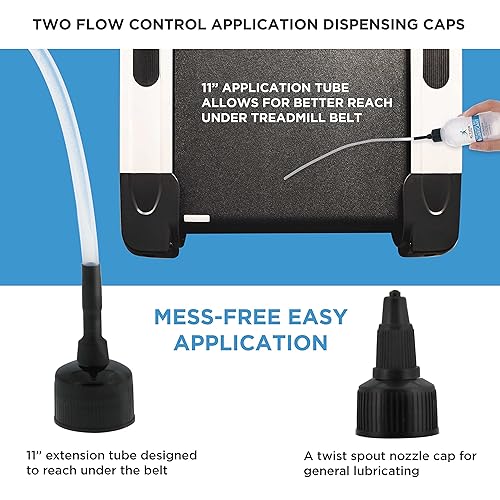 Miniatura 3 de Action Fitness Lubricante de cinta de correr 100% silicona para mantenimiento de la correa, botella de 4 onzas, aplicadores duales para una fácil