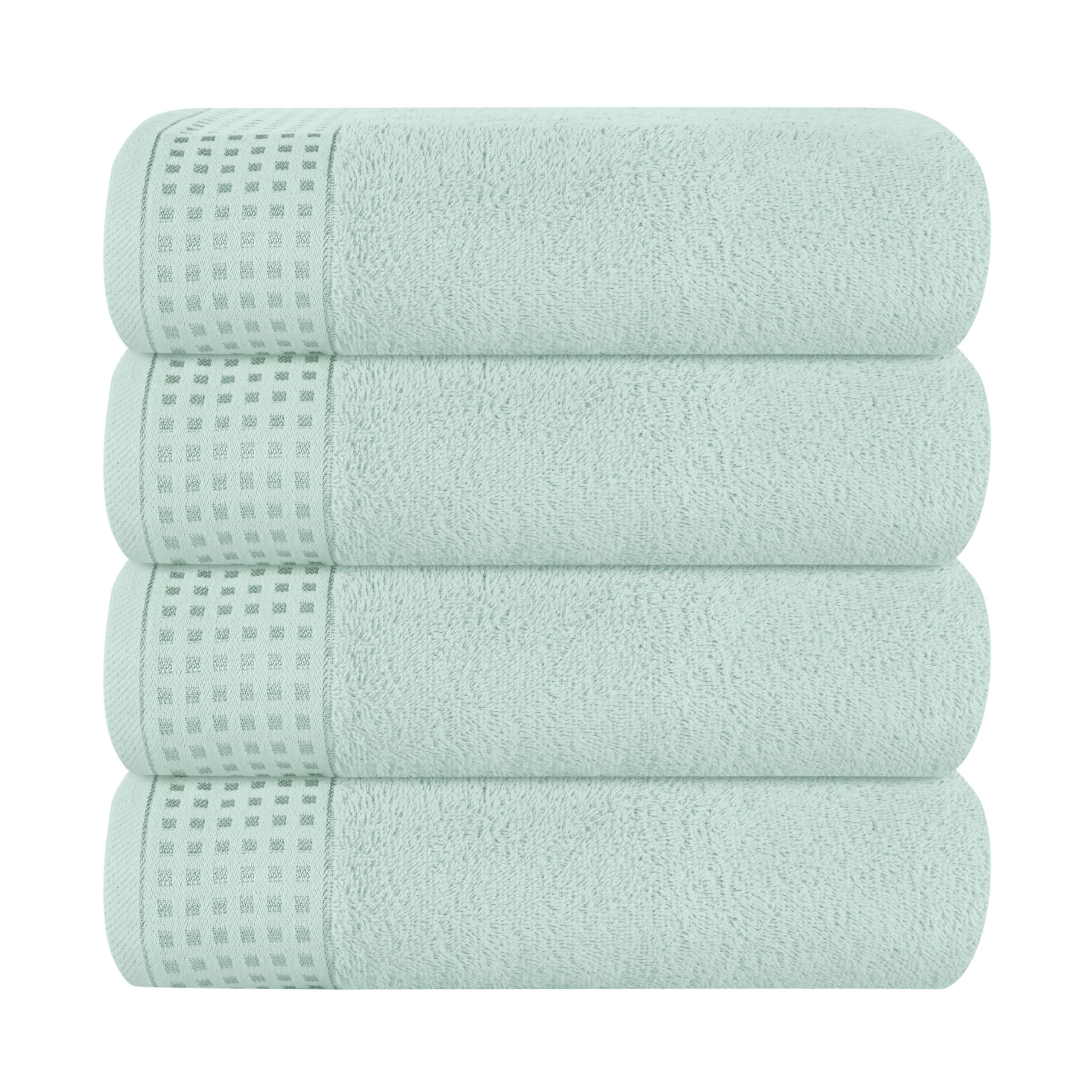 GLAMBURG Ultra Soft 4 Pack Oversized Bath Towel Set 27x54 inches, 100% Cotton Bath Towels, Highly Absorbant Compact Quickdry &amp; Lightweight Towel, Ideal for Gym Travel Camp Pool - Sea Green