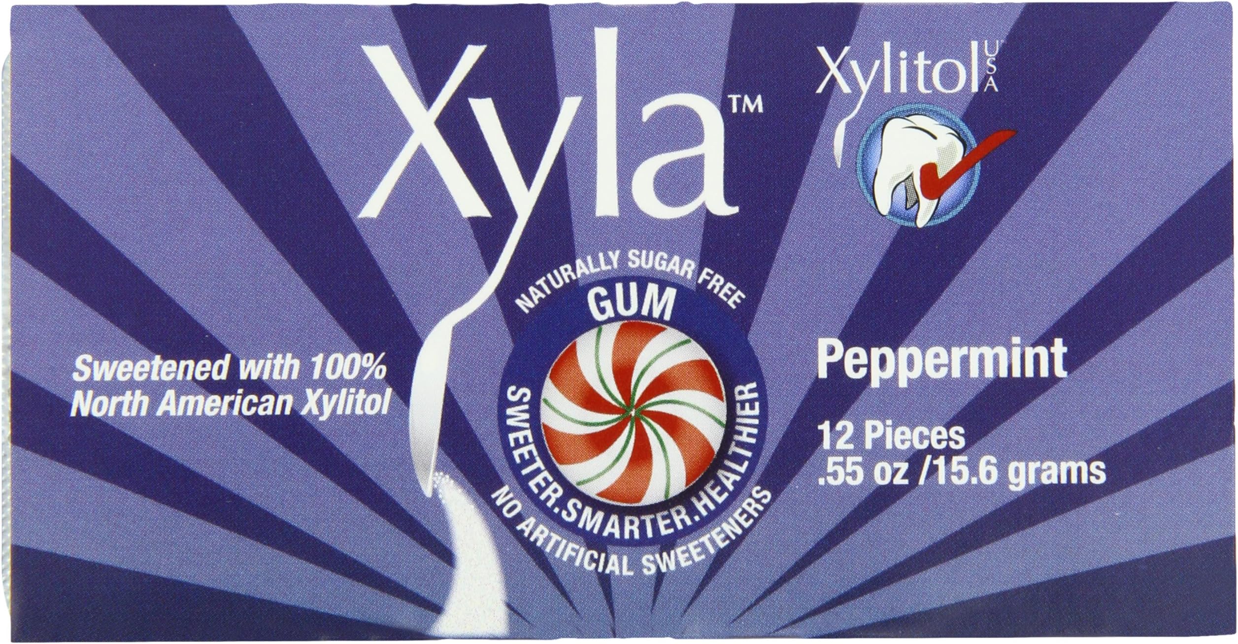 Xyla Gum with Xylitol, Peppermint, 12-Count Blister Packs (Pack of 12)