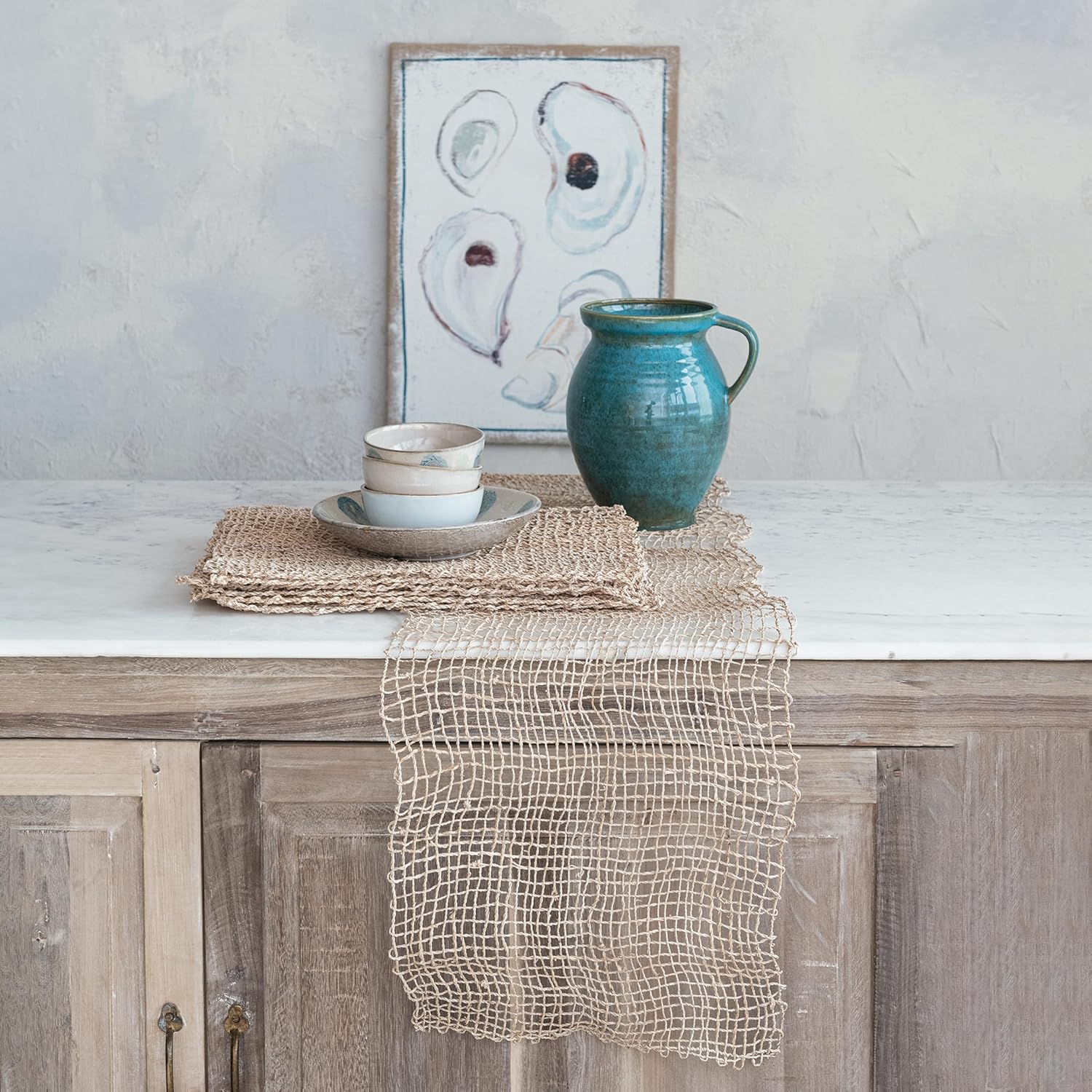 Creative Co-Op Natural Weave Banana Leaf Table Runner, Natural Color