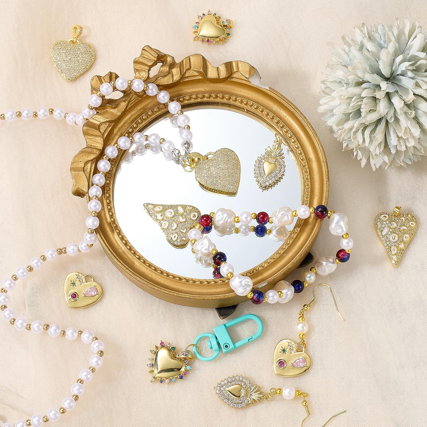 2Pcs Gold Heart Charms for Jewelry Making Crystal Charms Brass Colorful Cubic Zirconia Valentine's Day Pendants for Earring Bracelet Necklace DIY Accessories - Image 5