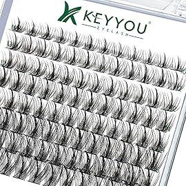 Lash Clusters,96 Pcs Cluster Lashes D Curl 8-18MIX DIY Lash Extensions Eyelash Clusters,KEYYOU Volume Wispy Individual Lashes Soft&Comfortable Easy DIY at Home(Y09,D-8-18MIX)