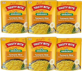 Tasty Bite Organic Turmeric Rice, 8.8 Ounce, Pack of 6, Ready to Eat, Microwavable, Vegetarian, Gluten-Free