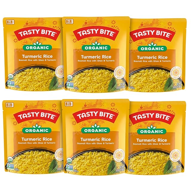 Tasty Bite Organic Turmeric Rice 8 8 Ounce Pack of 6 Ready to Eat Microwavable Vegetarian Gluten-Free