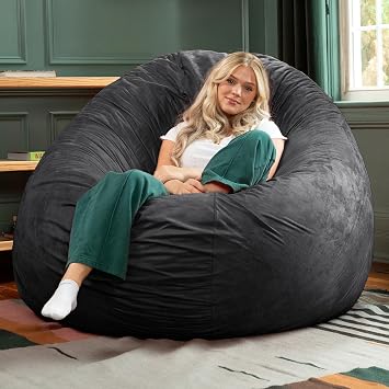 Jaxx 6 Foot Cocoon - 2-in-1 Convertible Bean Bag Bed & Large Bean Bag Chair for Adults, Black