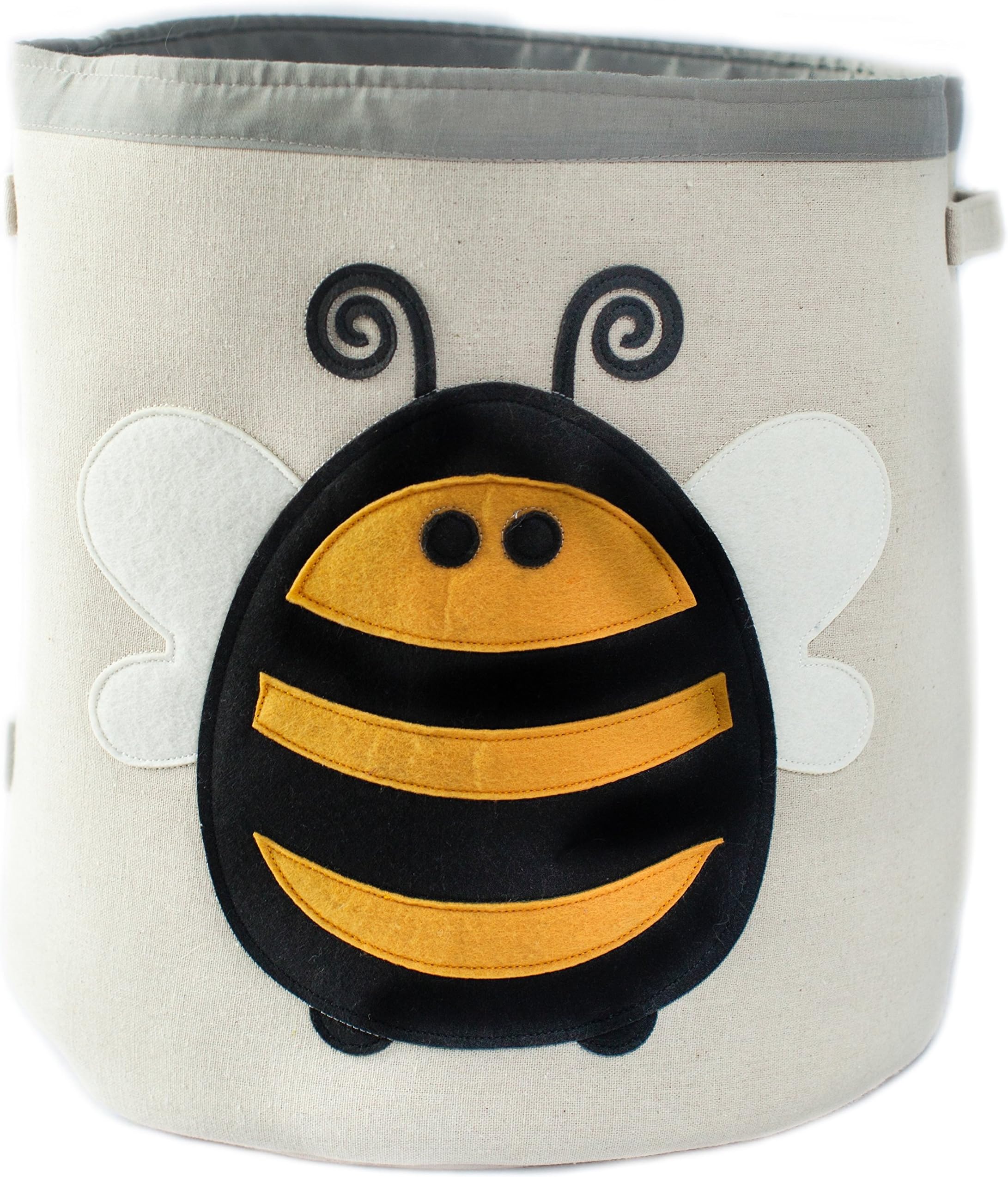 Animal Theme Large Collapsible Canvas Fabric Storage Bin | Play Room or Nursery Hamper, Toy Box | Yellow Bee
