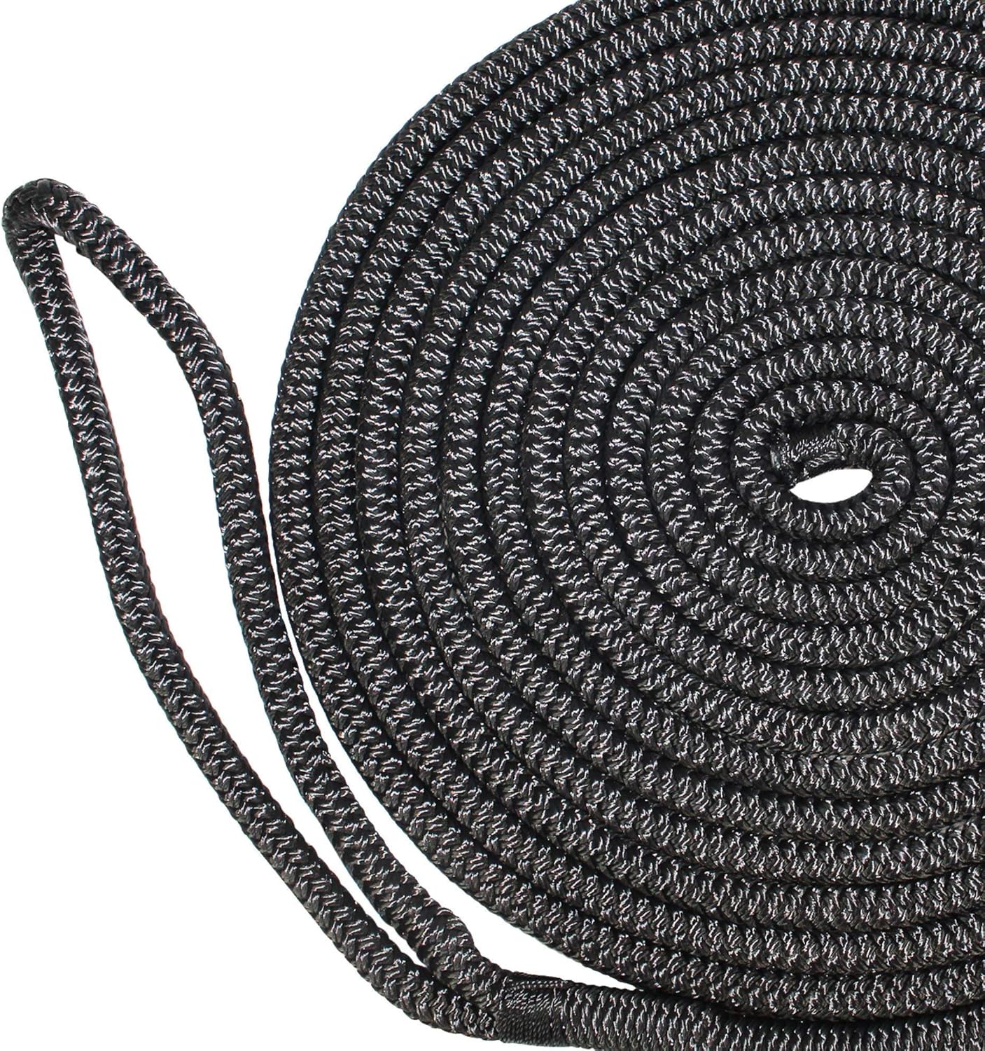 SGT KNOTS Double Braid Nylon Dockline (2-Pack, 1/2 in x 25 ft, Black) - Braided Nylon Rope Docklines - Marine Ropes for Boat/Boats - Dock Lines