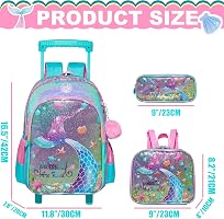 ZBAOGTW Cute Mermaid Backpack For Girls - School Backpack With Lunch Box & Pencil Case