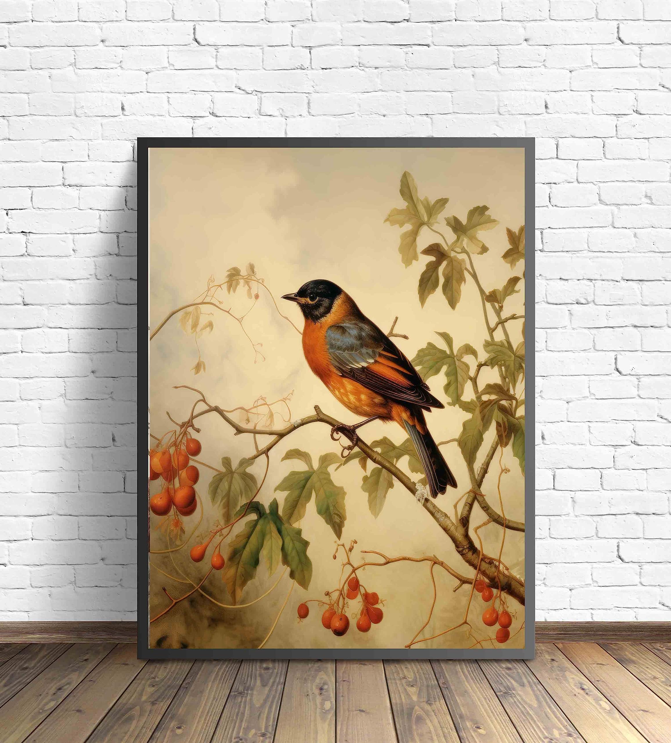 羅本製所 art work robin ポスター Amazon.com: Robin Bird Vintage Poster Art Print Retro Wall Art