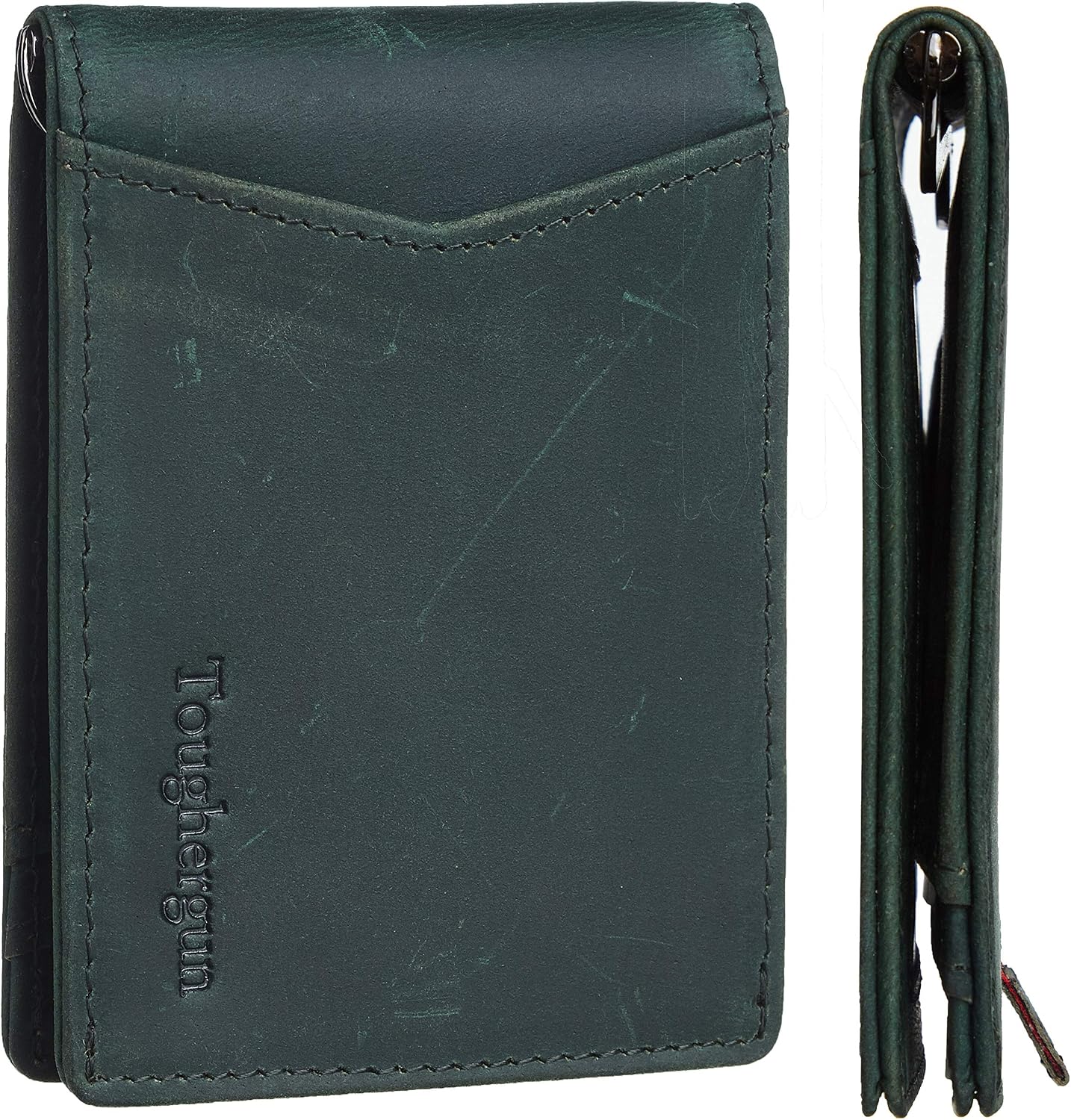 Toughergun Genuine Leather RFID Blocking Slim Bifold Slim Minimalist Front Pocket Wallets for Men
