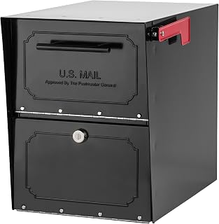 Architectural Mailboxes Oasis Classic 6200B-10 Locking Post Mount Mailbox - Secure Parcel Delivery, Weatherproof Black Galvanized Steel, USPS Approved