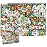 bopster 1000-Piece Christmas Jigsaw Puzzle – Illustrated Holiday Theme for Adults & Kids – Family Fun Puzzle Made from 100% Recycled Cardboard