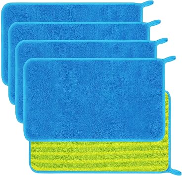 Upgrade Microfiber Mop Refills Replacement Mop Pads Compatible with MR-SIGA Professional Microfiber Mop,Dry Sweeping Mop Head Cloth Refills 17.3 9.8 inch,Wet & Dry Mopping 5 PCS