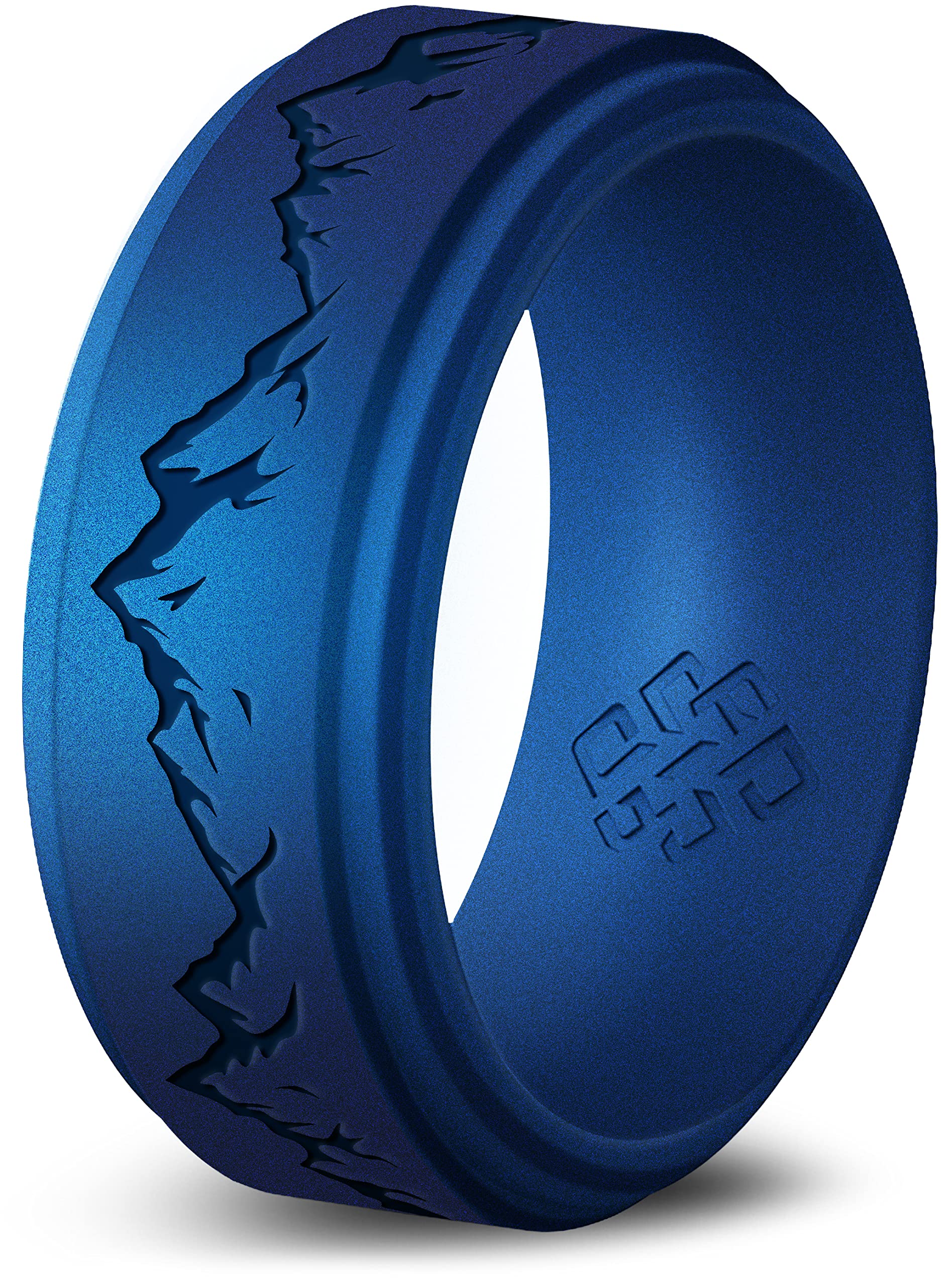 Knot Theory Silicone Ring for Men – Mountain, Waves, Forest Engraving - 8mm Bandwidth Breathable Comfort Fit