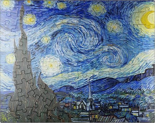 MyPuzzle The Starry Night 1889 by Vincent Van Gogh - Premium 100 Piece Jigsaw Puzzle for Adults