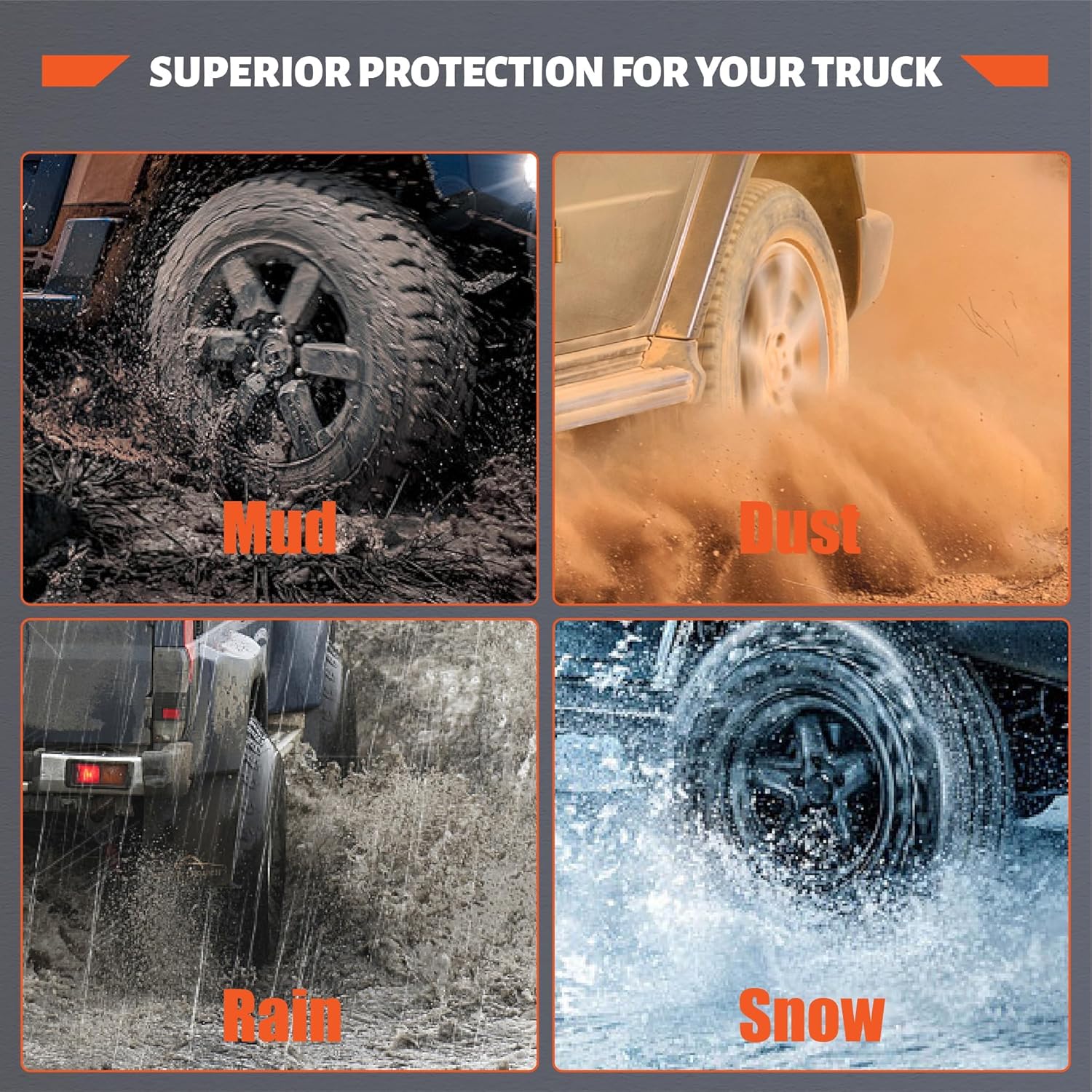 24x30 Inch Rubber Mud Flaps for Semi Trucks, 2 Pcs Universal Heavy Duty Truck and Trailer Mudflap Set, Black