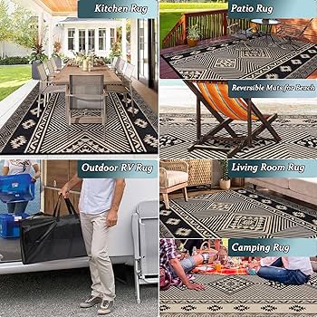 OLANLY Outdoor Rug 9x12 Ft Waterproof, Reversible Outdoor - View #7