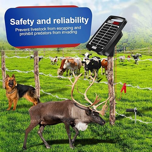Miniatura 6 de Cargador de valla eléctrico solar de 10 millas, cargador eléctrico de salida de 0.18J, cargador de valla solar de protección ininterrumpida las 24