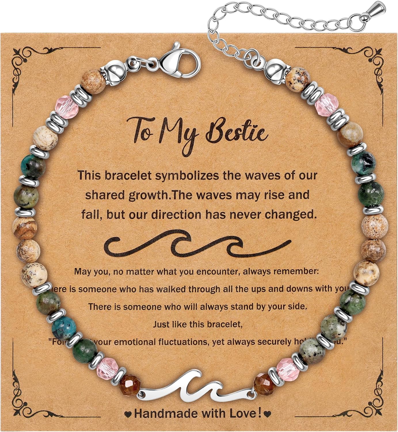 Wave Bracelets for Women Natural Stone Bracelets Stocking Stuffers for Women Birthday Gifts for Woman Christmas Stocking Stuffers Unique Jewelry Gifts for Mom Sister Lover Best Friend