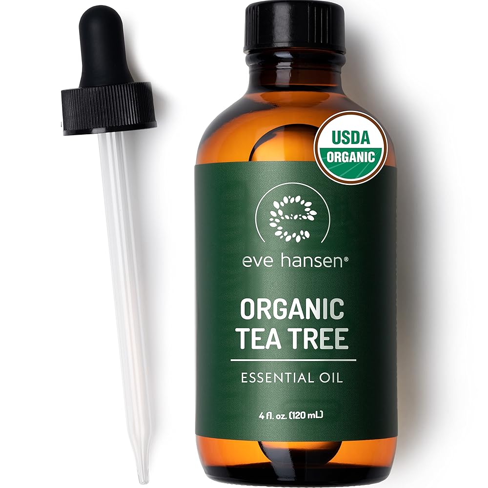 Eve Hansen Organic Tea Tree Oil (4oz) | Melaleuca Alternifolia | Pure Tea Tree Essential Oil for Skin, Scalp, Nails and Aromatherapy