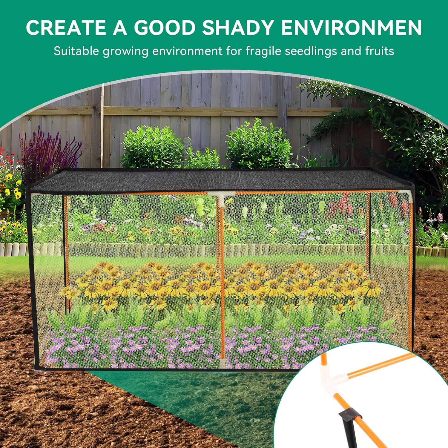 EJW Summer Outdoor Plant Shades, Garden Bed Cover Protectors for Protecting Fruits, Vegetables, Flowers and Herbs from Squirrels, Birds and pests（47.2 * 23.6 * 23.6inch）
