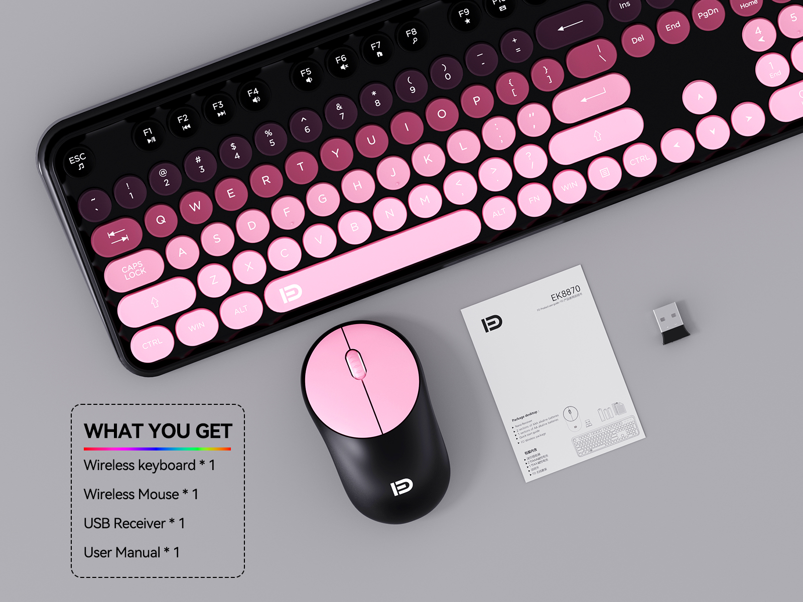 Wireless Keyboard And Mouse Combo, 104 Keys Full-Sized Typewriter - View #4