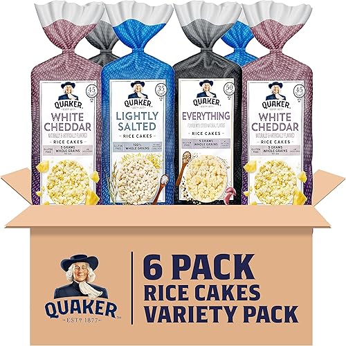 Quaker Large Rice Cakes, 3 Flavor Topper Variety Pack, Pack of 6