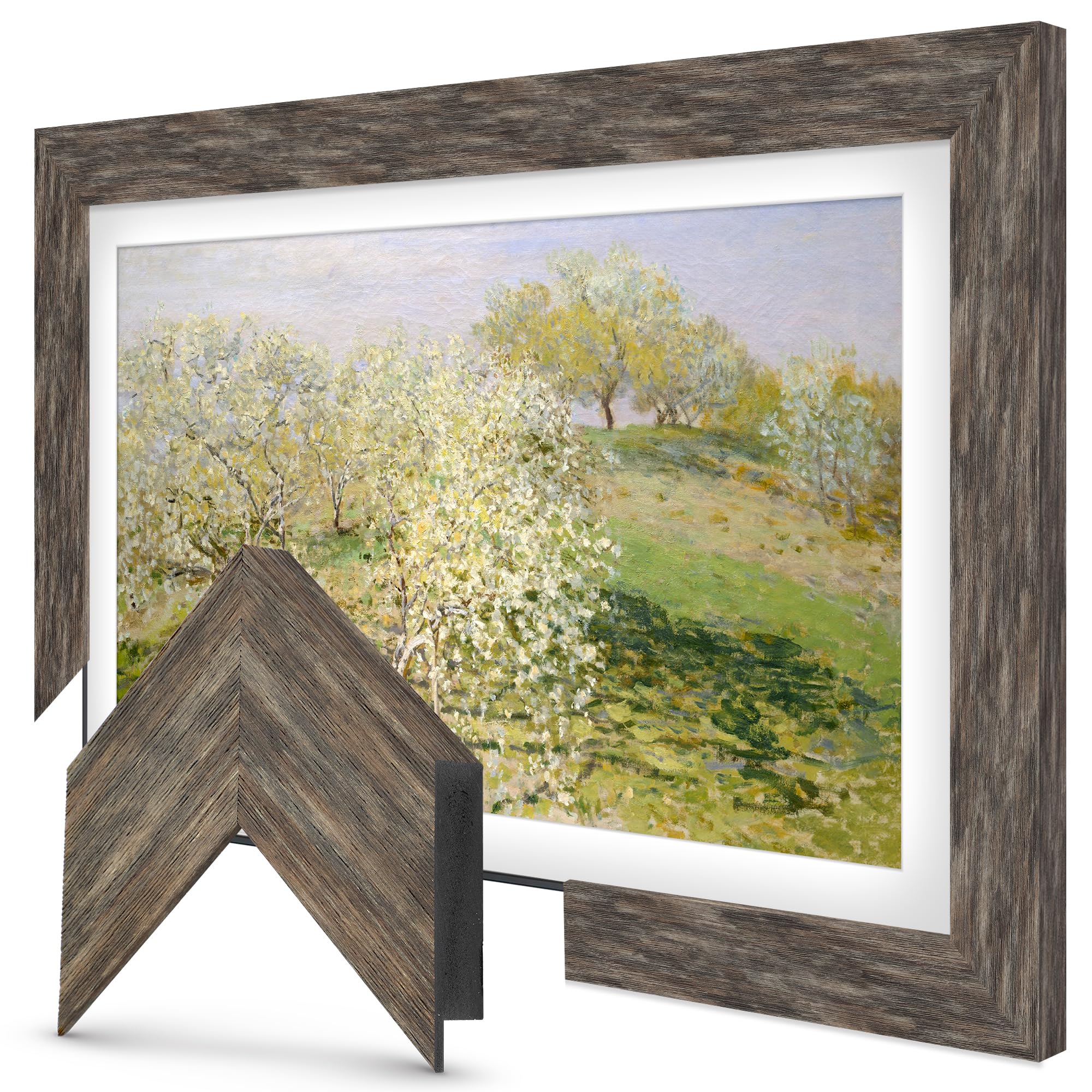 Distressed Barnwood 55" Premiere Deco TV Frame - Compatible ONLY with Samsung The Frame TVs (Fits 2021-2025, LS03A, LS03B, LS03C, LS03D, LS03FA)