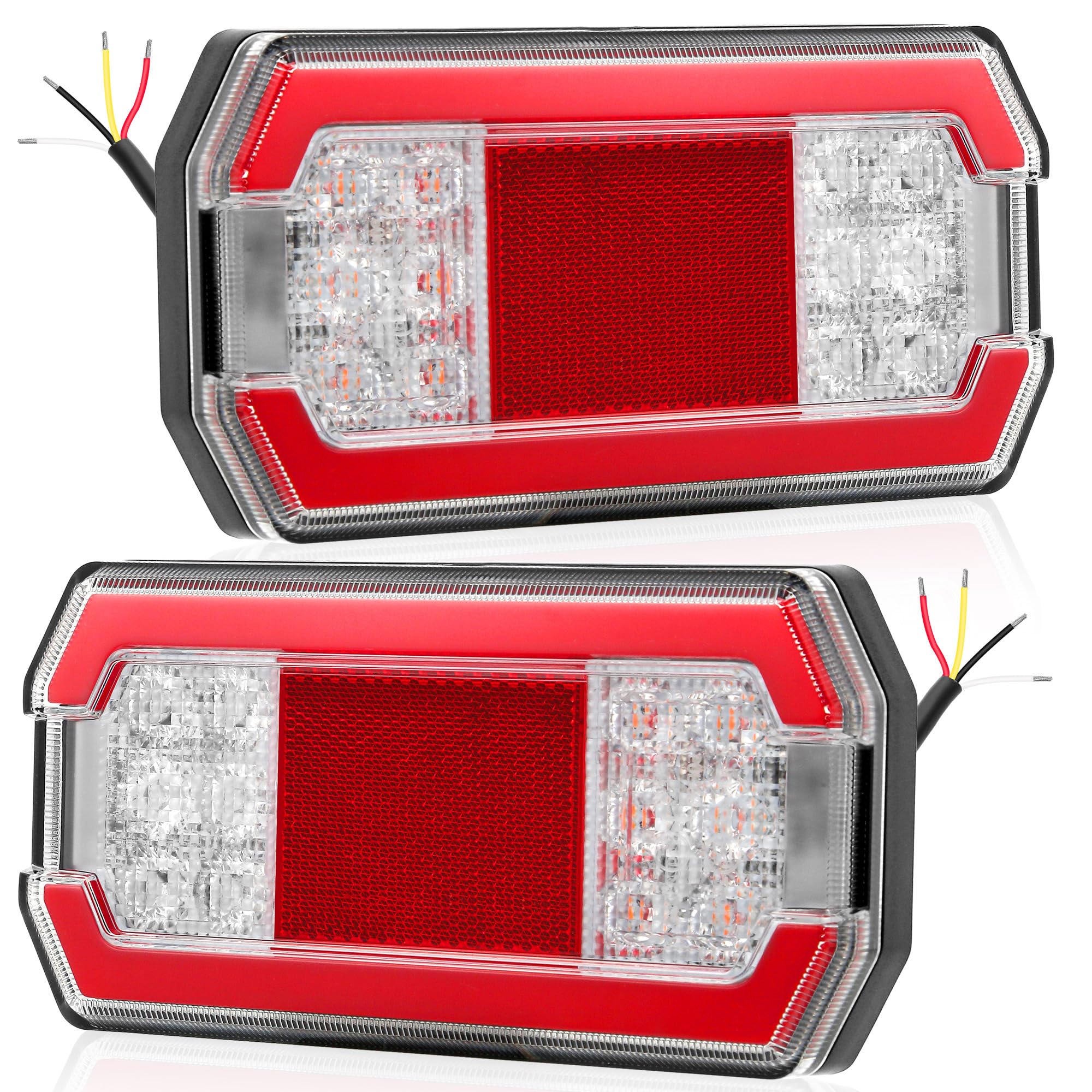 2x Fanali Posteriori a LED Rimorchio 12/24v 4 Funzioni Impermeabile CE R10 Fari Posteriori per Trattore Camion Luci Posteriori