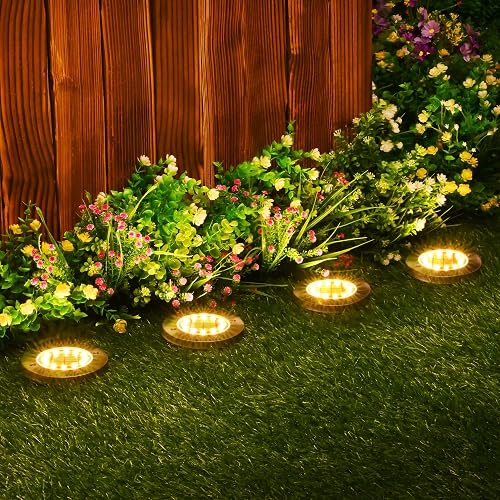 GIGALUMI Lumière Solaire Extérieur 12 LEDs 8 pièces Lampes Solaires au Sol Lampes de Jardin Blanches Acier inoxydable étanche pour l'extérieur, jardin, terrasse, pelouse, cour, passerelle - 7