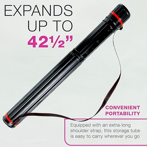 Miniatura 3 de US Art Supply - Tubo de dibujo telescópico negro - Diámetro exterior 3-14", diámetro interior 2-78" pulgadas, longitud 25 a 42-12 pulgadas