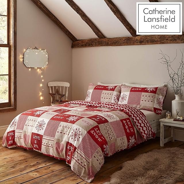 Catherine Lansfield Let It Snow Easy Care King Duvet Set Red