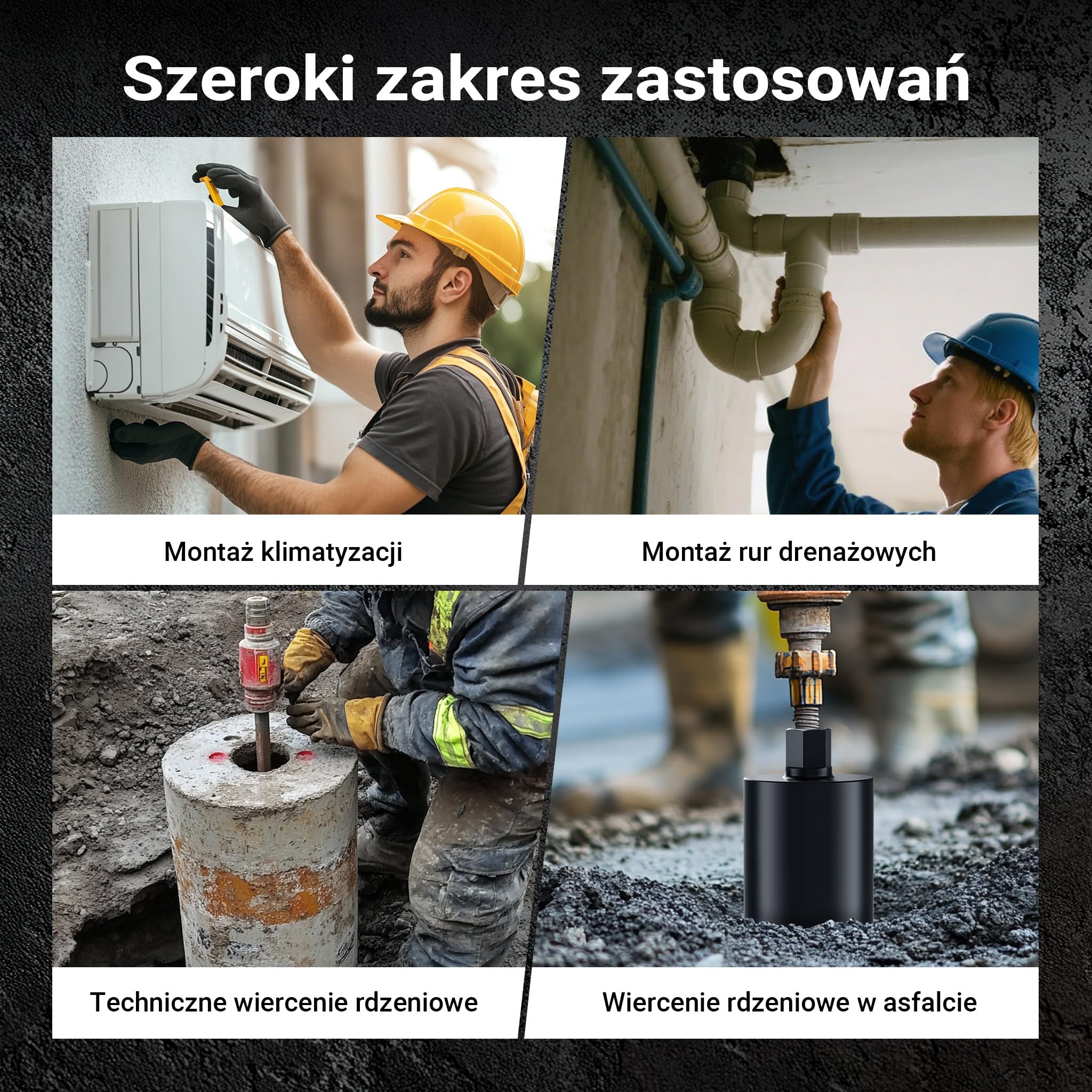 Wiltec Wiertło diamentowe koronowe typu Mesh Ø 132 mm o długości 450 mm, 1¼ UNC, do wiercenia w betonie, kafelkach, kamienia i granitu