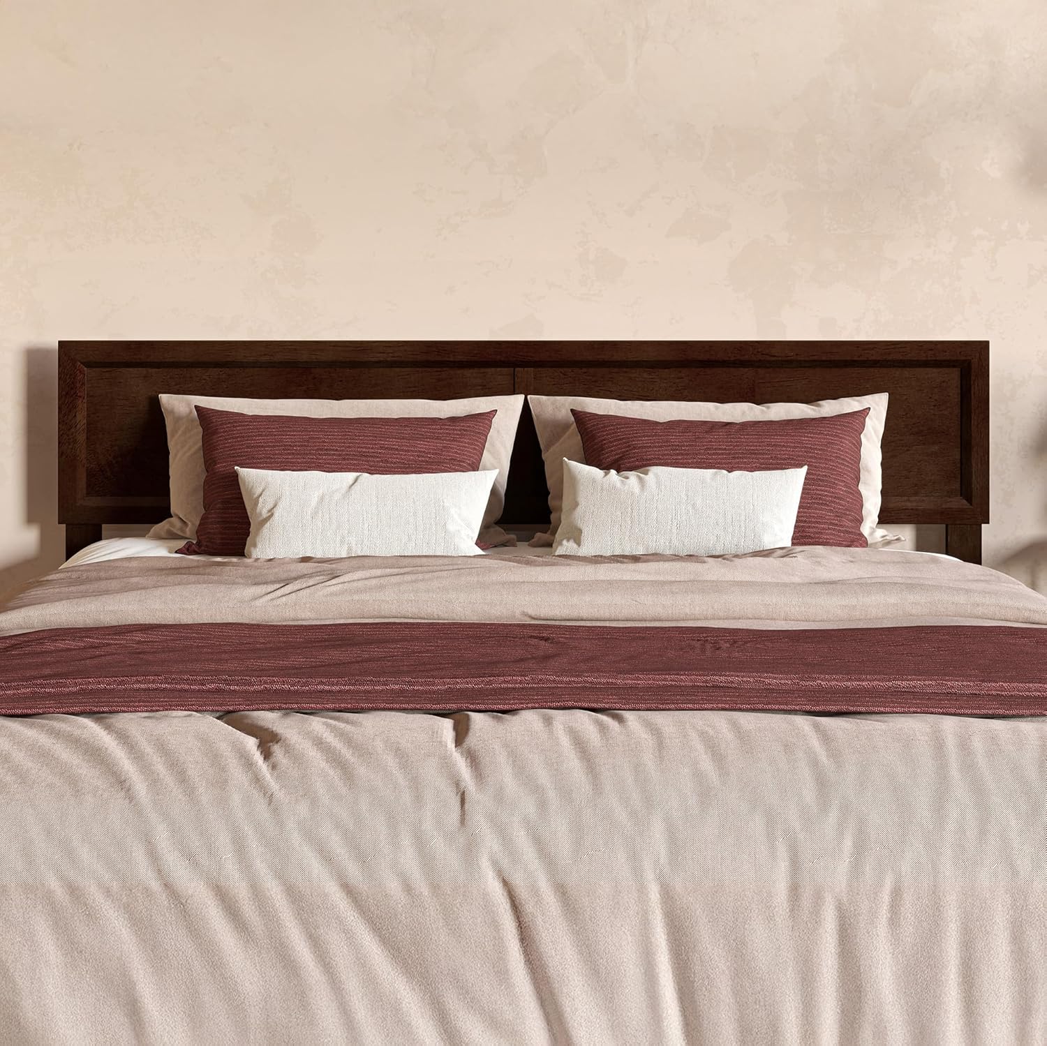 AFI, Sophia Adjustable Modern King Wood Headboard, Walnut